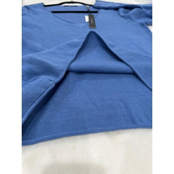 NWD Tahari Women's Size L Blue Wave V-Neck Sweater MSRP $68 "thread pulls" - Picture 9 of 11